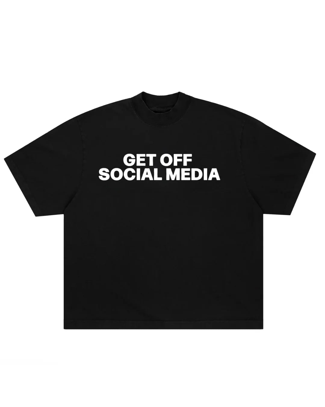 Black Get Off Social Media oversized tee front mockup
